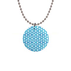 Fabric Geometric Aqua Crescents 1  Button Necklace by Bajindul