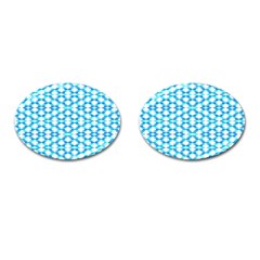 Fabric Geometric Aqua Crescents Cufflinks (oval) by Bajindul