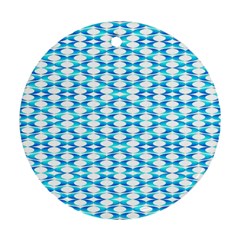 Fabric Geometric Aqua Crescents Round Ornament (two Sides) by Bajindul