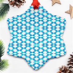 Fabric Geometric Aqua Crescents Ornament (snowflake) by Bajindul