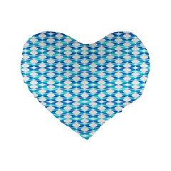 Fabric Geometric Aqua Crescents Standard 16  Premium Heart Shape Cushions by Bajindul