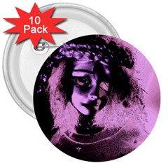 Sad Doll Pink Glow 3  Buttons (10 pack) 