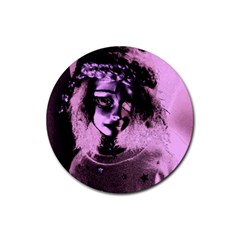 Sad Doll Pink Glow Rubber Round Coaster (4 pack) 