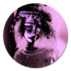 Sad Doll Pink Glow Magnet 5  (Round)