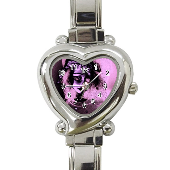 Sad Doll Pink Glow Heart Italian Charm Watch