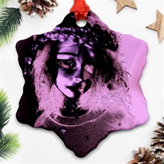 Sad Doll Pink Glow Snowflake Ornament (Two Sides)