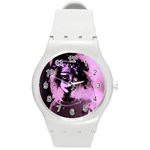 Sad Doll Pink Glow Round Plastic Sport Watch (M) Front