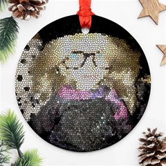 Cat Ears Doll Stained Glass Ornament (round) by snowwhitegirl