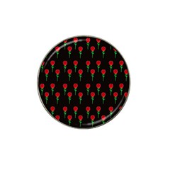 Red Water Color Rose On Black Hat Clip Ball Marker by snowwhitegirl