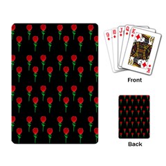 Red Water Color Rose On Black Playing Cards Single Design (rectangle) by snowwhitegirl