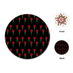 Red Water Color Rose On Black Playing Cards Single Design (round) by snowwhitegirl