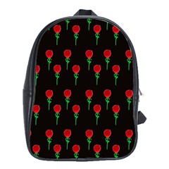 Red Water Color Rose On Black School Bag (xl) by snowwhitegirl