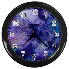 Blue Purple Ink                        Wall Clock (black) by LalyLauraFLM