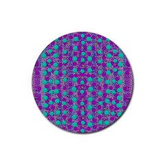 Happy Days Of Free  Polka Dots Decorative Rubber Coaster (round)  by pepitasart