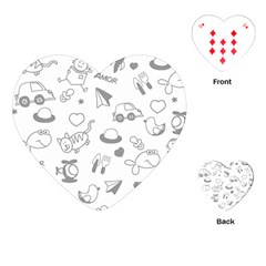 Children Drawings Baby Fish Cat Playing Cards Single Design (heart) by Wegoenart