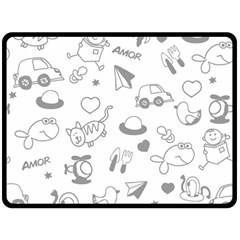 Children Drawings Baby Fish Cat Fleece Blanket (large)  by Wegoenart