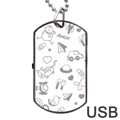 Children Drawings Baby Fish Cat Dog Tag Usb Flash (one Side) by Wegoenart