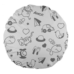 Children Drawings Baby Fish Cat Large 18  Premium Round Cushions by Wegoenart