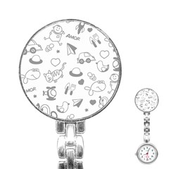 Children Drawings Baby Fish Cat Stainless Steel Nurses Watch by Wegoenart