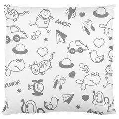 Children Drawings Baby Fish Cat Large Flano Cushion Case (one Side) by Wegoenart