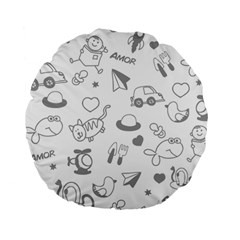 Children Drawings Baby Fish Cat Standard 15  Premium Flano Round Cushions by Wegoenart