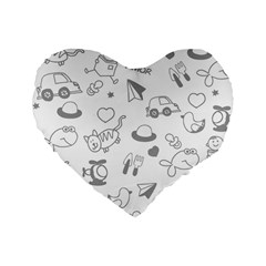 Children Drawings Baby Fish Cat Standard 16  Premium Flano Heart Shape Cushions by Wegoenart