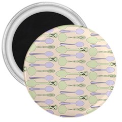 Spoon Pattern Illustrator Green 3  Magnets by Wegoenart