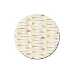 Spoon Pattern Illustrator Green Magnet 3  (round) by Wegoenart