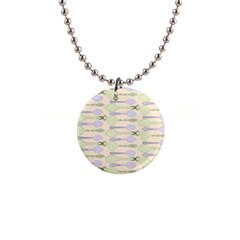 Spoon Pattern Illustrator Green 1  Button Necklace by Wegoenart