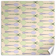 Spoon Pattern Illustrator Green Canvas 12  X 12  by Wegoenart