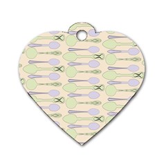 Spoon Pattern Illustrator Green Dog Tag Heart (one Side) by Wegoenart