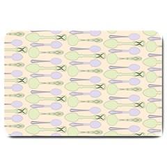 Spoon Pattern Illustrator Green Large Doormat  by Wegoenart