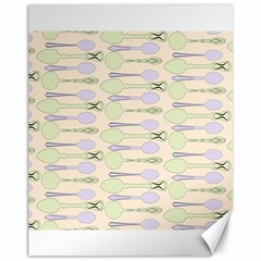 Spoon Pattern Illustrator Green Canvas 11  X 14  by Wegoenart