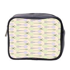 Spoon Pattern Illustrator Green Mini Toiletries Bag (two Sides) by Wegoenart