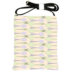 Spoon Pattern Illustrator Green Shoulder Sling Bag by Wegoenart