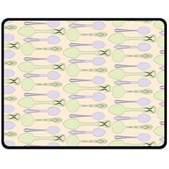 Spoon Pattern Illustrator Green Fleece Blanket (medium)  by Wegoenart