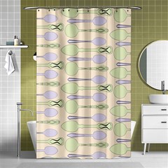 Spoon Pattern Illustrator Green Shower Curtain 48  X 72  (small)  by Wegoenart