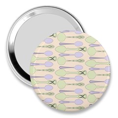 Spoon Pattern Illustrator Green 3  Handbag Mirrors by Wegoenart