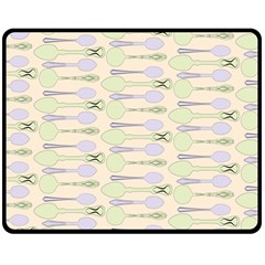 Spoon Pattern Illustrator Green Double Sided Fleece Blanket (medium)  by Wegoenart