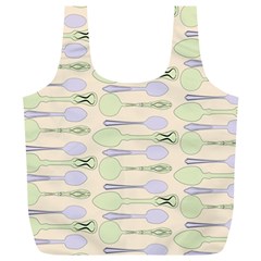 Spoon Pattern Illustrator Green Full Print Recycle Bag (xl) by Wegoenart