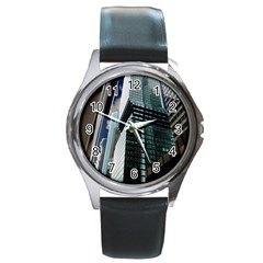 Architecture Frankfurt Reflection Round Metal Watch by Wegoenart