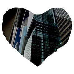 Architecture Frankfurt Reflection Large 19  Premium Heart Shape Cushions by Wegoenart