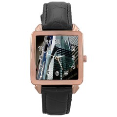 Architecture Frankfurt Reflection Rose Gold Leather Watch  by Wegoenart