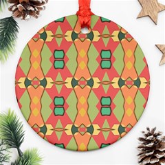 Pattern Orange Green African Ornament (round) by Wegoenart