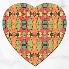 Pattern Orange Green African Jigsaw Puzzle (heart) by Wegoenart