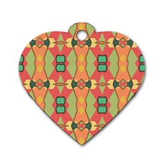 Pattern Orange Green African Dog Tag Heart (two Sides) by Wegoenart