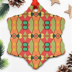 Pattern Orange Green African Snowflake Ornament (two Sides) by Wegoenart