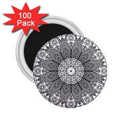 Mandala Meditation Zen Flower Yoga 2 25  Magnets (100 Pack)  by Wegoenart