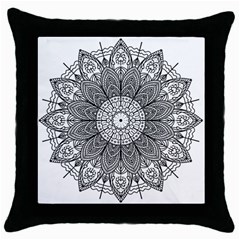 Mandala Meditation Zen Flower Yoga Throw Pillow Case (black) by Wegoenart