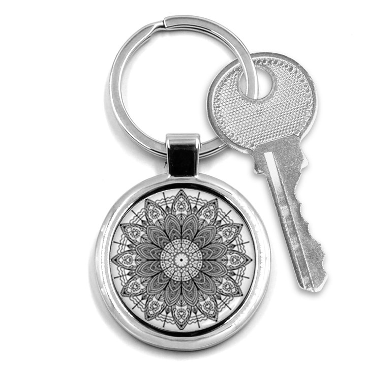 Mandala Meditation Zen Flower Yoga Key Chain (Round)